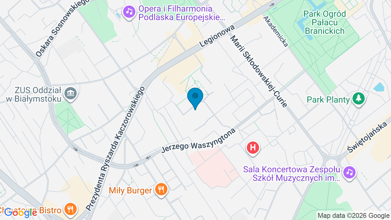 Mapa: Białystok, ul. Waszyngtona 22A