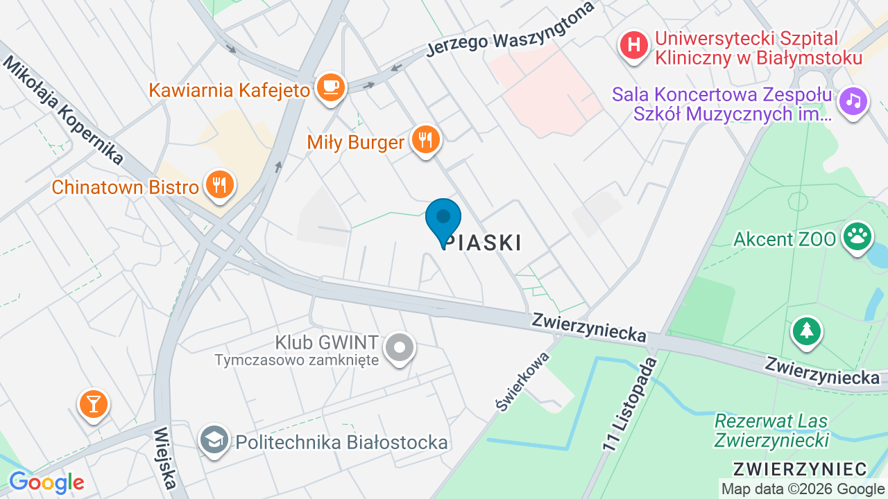 Mapa: Białystok, ul. Zwierzyniecka 19B