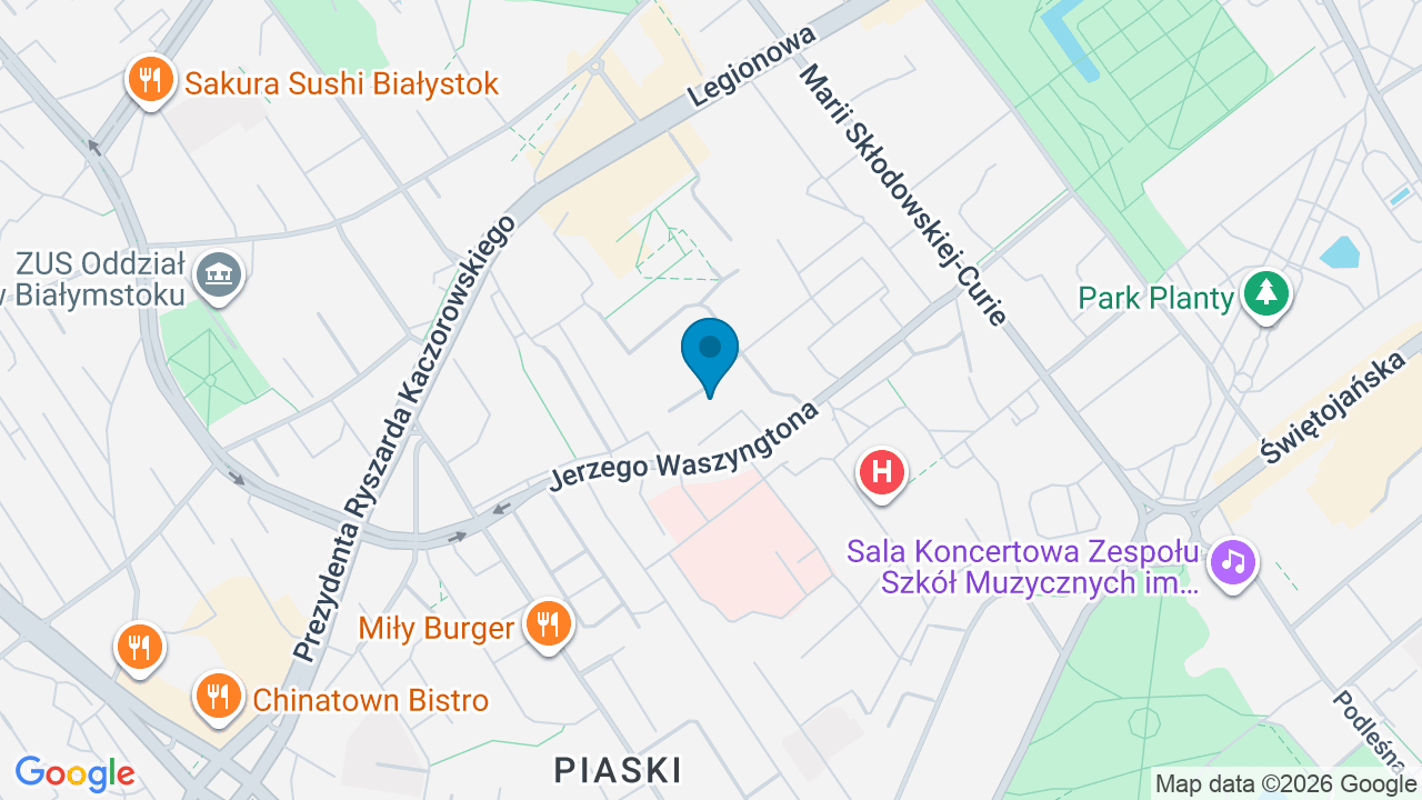 Mapa: Białystok, ul. Waszyngtona 22